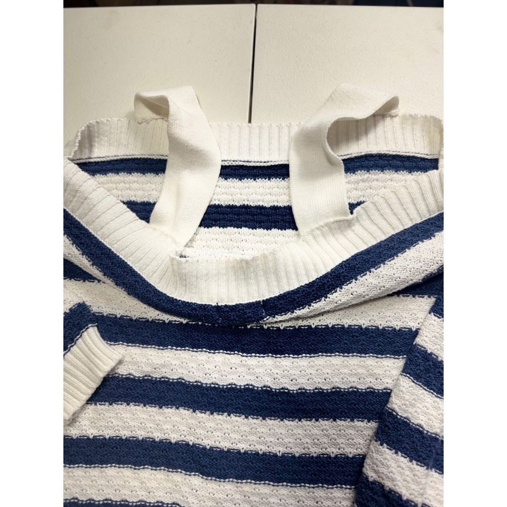 So Striped Knit Sweater Cold Shoulder Long Sleeve Pullover Top M - Picture 3 of 8